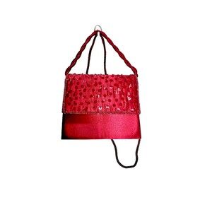 Boutique Mini Bag Retro Style Women's Red Sequined Mob Wife Evening Burgundy Bag
